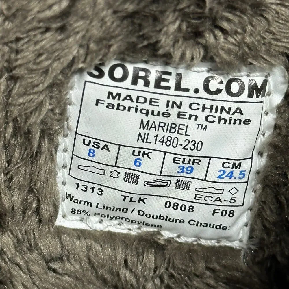 Sorel Womens Maribel Waterproof Nubuck Winter‎ Boot in Grey 8